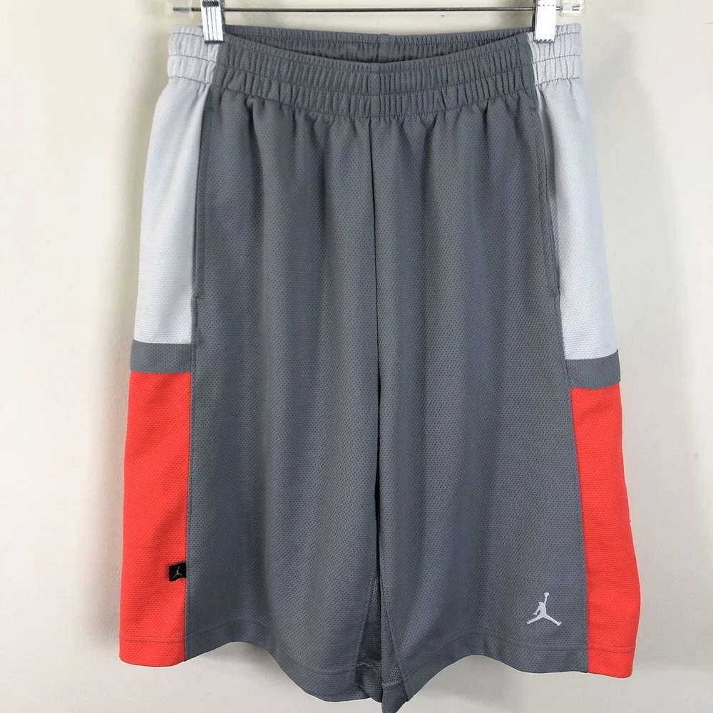 Vintage Air Jordan Shorts Mens M Baggy Mesh Long Grey Basketball Athletic Y2K